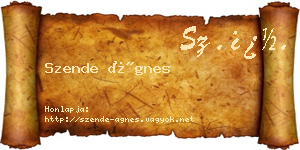 Szende Ágnes névjegykártya